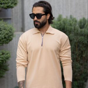 بلوز آستین بلند مردانه رنگ کرمی