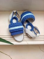 صندل مجلسی مکرومه زنانه پینترستی بنددار dark blue | سندل زنانه مکرومه پینترستی بند دارآبی تیره| ارسال فوری - تصویر 4